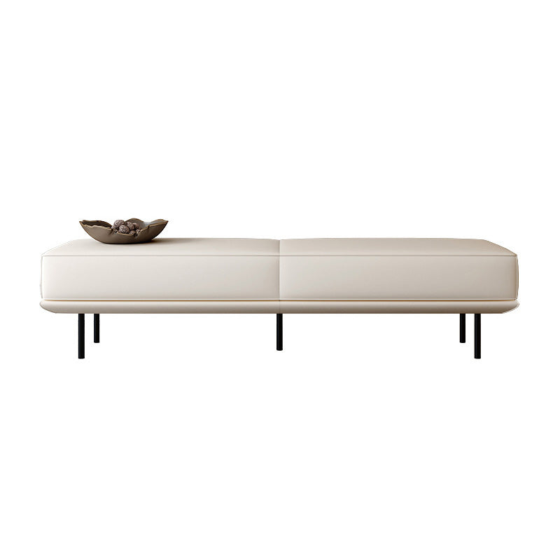 Modern Minimalist Rectangular Microfiber Leather Plywood Steel Sponge End Of The Bed Low Stool Backless For Bedroom