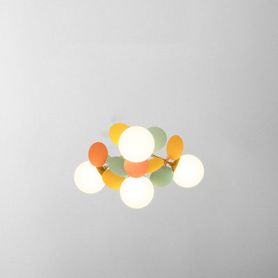 Modern Mid-century Acrylic Flower Decor Glass Ball Shade 1-Light Semi-Flush Mount Ceiling Light For Living Room