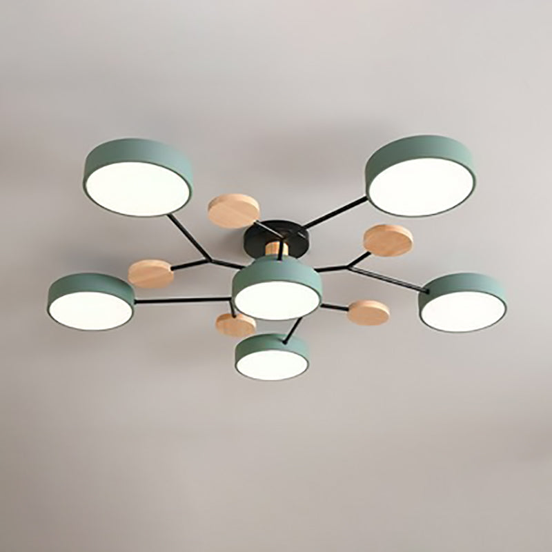 Lustre semi-encastré contemporain scandinave à design de branche moléculaire ronde LED pour salon 