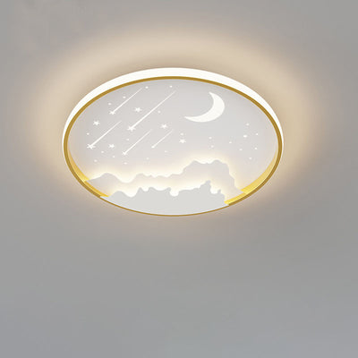 Modern Simplicity Iron Round Children LED Flush Mount Ceiling Light For Bedroom