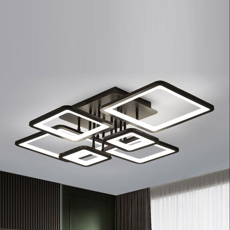 ضوء سقف LED أكريليك شبه مثبت بتصميم حديث ومزيج من المربعات البسيطة للأجهزة لغرفة المعيشة 