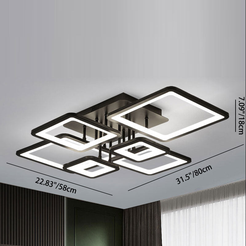 ضوء سقف LED أكريليك شبه مثبت بتصميم حديث ومزيج من المربعات البسيطة للأجهزة لغرفة المعيشة 