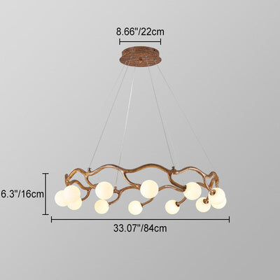 Zeitgenössische kreative runde Baum Zweig Hardware Glas 6/8/10/12 Licht Kronleuchter für Wohnzimmer 