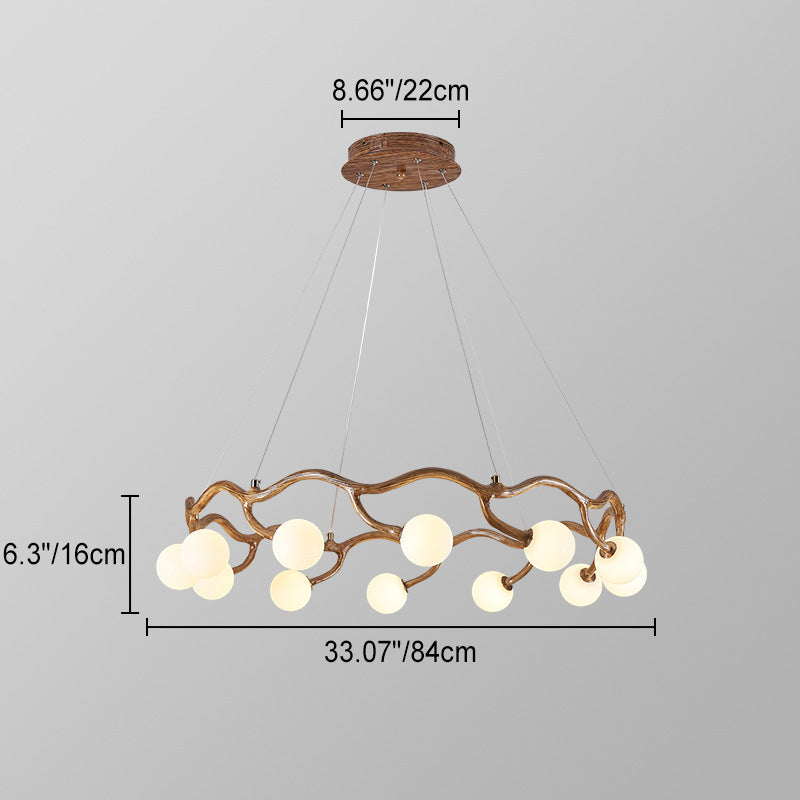 Zeitgenössische kreative runde Baum Zweig Hardware Glas 6/8/10/12 Licht Kronleuchter für Wohnzimmer 