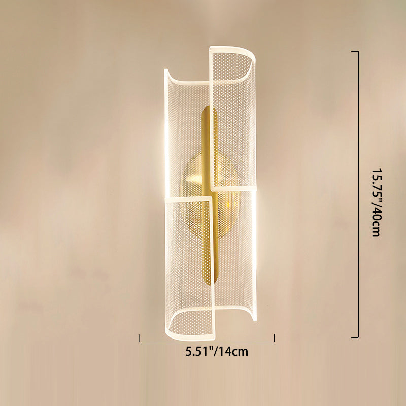 Lámpara de aplique de pared LED de lujo moderno de hierro acrílico con columna esqueletonizada y línea de rombos para pasillo 