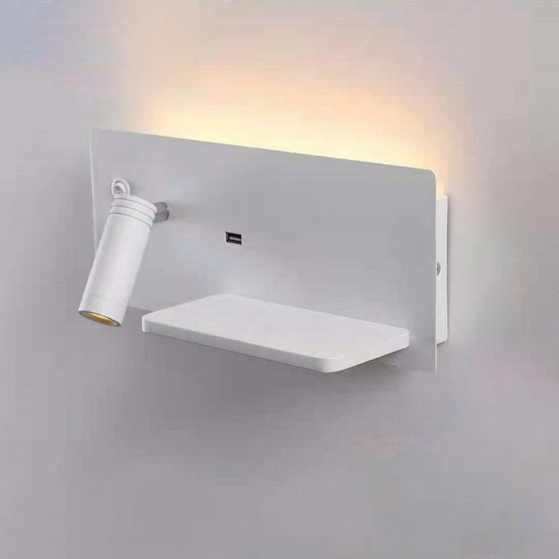 Contemporary Industrial Rectangular USB Rechargeable LED Rotatable Spotlight Wall Sconce Lamp For Bedroom