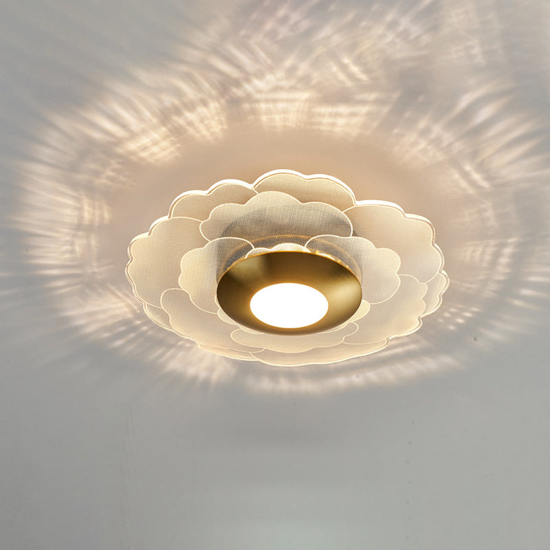 Lustre semi-encastré LED en acrylique à motif géométrique circulaire vertical de luxe contemporain pour salon 
