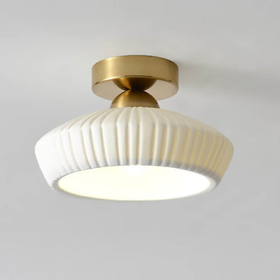 Modern Light Luxury Ceramic Disc 1-Light Semi-Flush Mount Lighting