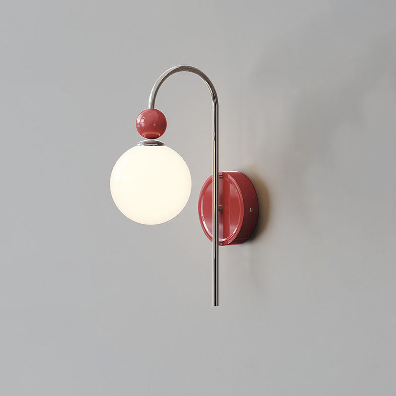 Traditional French Flower Round Ball Iron Glass 1-Light Wall Sconce Lamp For Bedroom