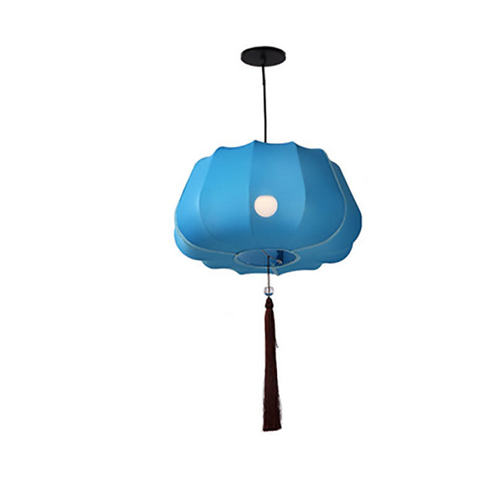Lanterne chinoise traditionnelle en tissu et fer 1 lumière, suspension pour chambre à coucher 