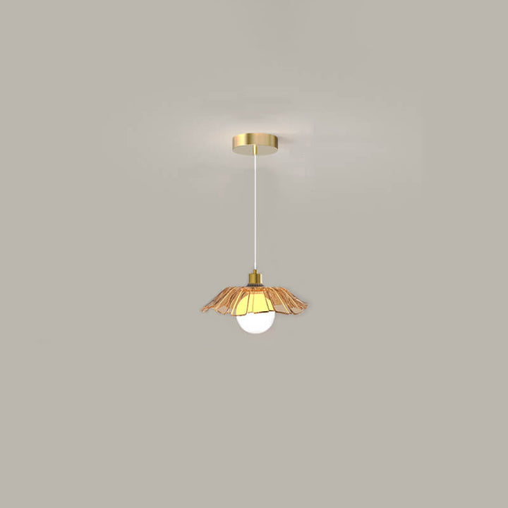 Modern Minimalist Glass Flower Design Iron 1-Light Pendant Light For Living Room