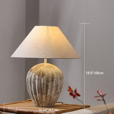 Modern Shabby Chic Ceramic Jar Linen Fabric Handmade 1-Light Table Lamp For Living Room