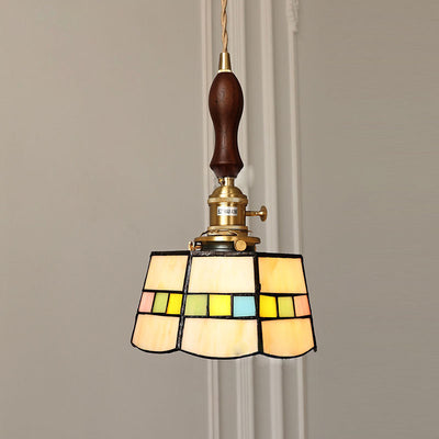 Modern Creative Minimalist Stained Glass Cylinder 1-Light Pendant Light