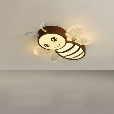 مصباح سقف للأطفال عصري بإضاءة LED من الأكريليك على شكل طائرة نحلة كرتونية بتصميم خشبي إبداعي لغرفة المعيشة 