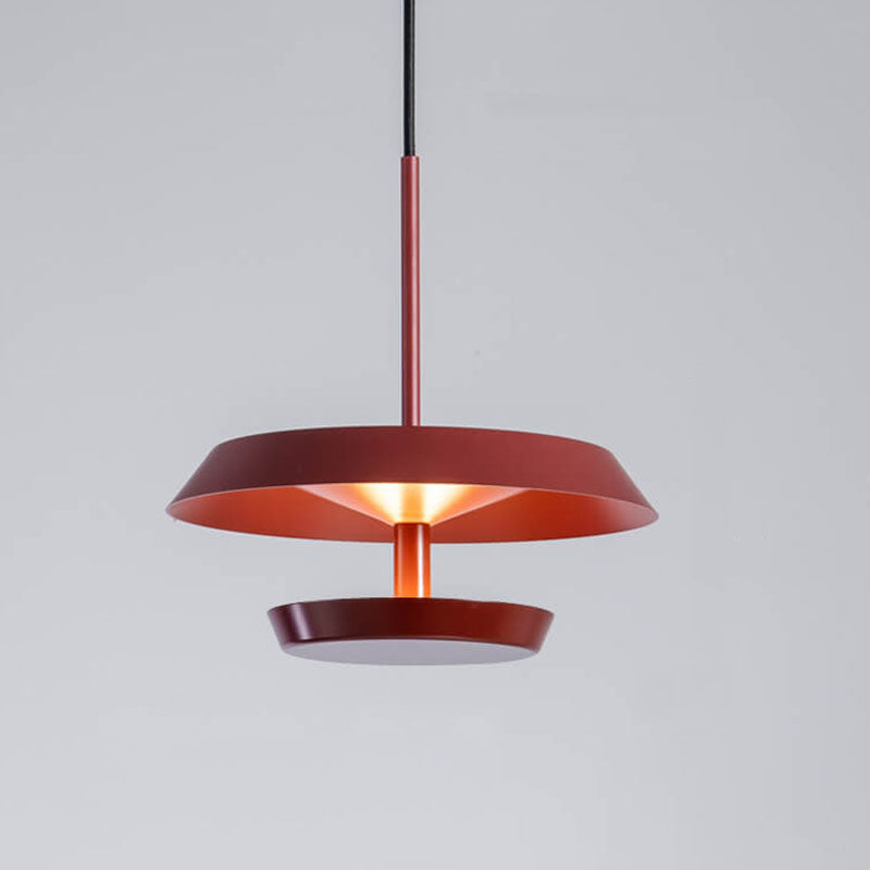 Moderne minimalistische runde fliegende Untertasse aus Aluminium und Acryl LED-Pendelleuchte für das Wohnzimmer 