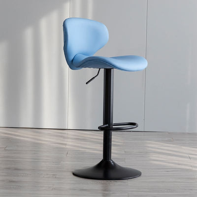 Contemporary Simplicity Curved PU Leather Liftable Swivel Bar Stool Backrest Footrest For Dining Room
