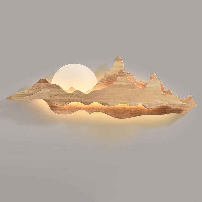 مصباح حائط LED بتصميم المناظر الطبيعية الخشبية الصينية التقليدية لغرفة المعيشة 