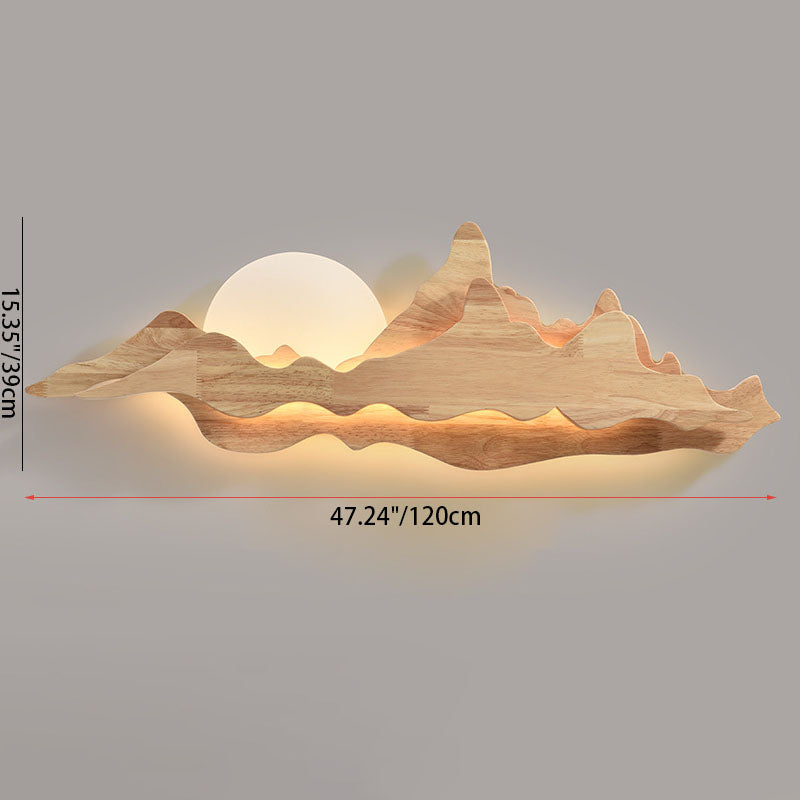 مصباح حائط LED بتصميم المناظر الطبيعية الخشبية الصينية التقليدية لغرفة المعيشة 