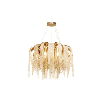 Modern Luxury Iron Aluminum Chain Tassel 6/8/10/12/15 Light Chandeliers For Hallway