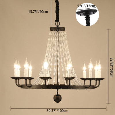 Chandelier Contemporain de Luxe en Fer Rond avec Cadre, Perles de Cristal, 6/8/10/12 Lumières pour Salon 