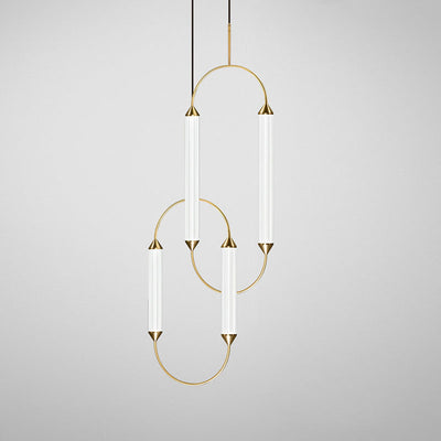 Zeitgenössische industrielle Streifen elliptische Eisen Glas LED Pendelleuchte für Esszimmer 