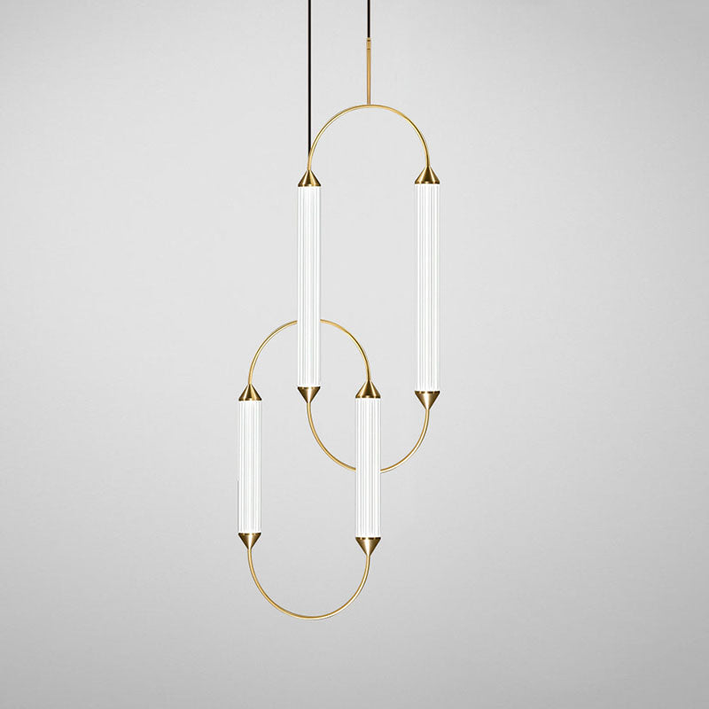 Zeitgenössische industrielle Streifen elliptische Eisen Glas LED Pendelleuchte für Esszimmer 