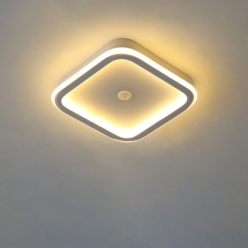 Plafonnier LED en fer aluminium PVC à montage affleurant rhombique rond minimaliste moderne pour salon 