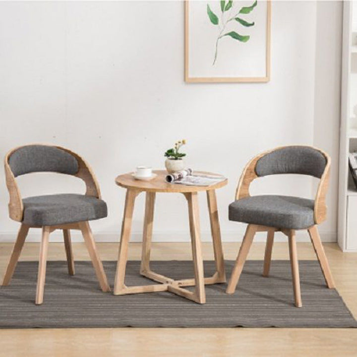 Silla de comedor con patas de madera contemporáneas nórdicas tapizadas en tela, respaldo curvado para comedor 