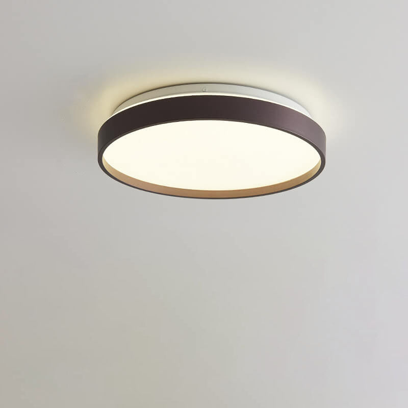 Modern Minimalist Round Solid Color Acrylic Iron LED Flush Mount Ceiling Light For Living Room &amp; Bedroom