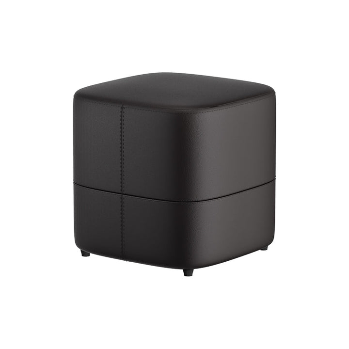 Moderner minimalistischer quadratischer Hocker aus Mikrofaserleder und Massivholz, rücken- und armlehnenlos, für das Wohnzimmer 