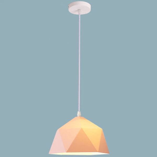 Lámpara colgante geométrica de hierro en forma de rombo con 1 luz de macarrón moderno 