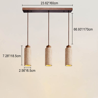 Japanese Wabi-sabi Solid Wood Stone 1/2/3-Light Island Light Chandelier