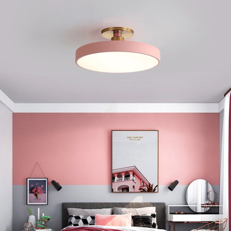 Plafonnier LED semi-encastré rond en métal acrylique scandinave contemporain pour couloir 