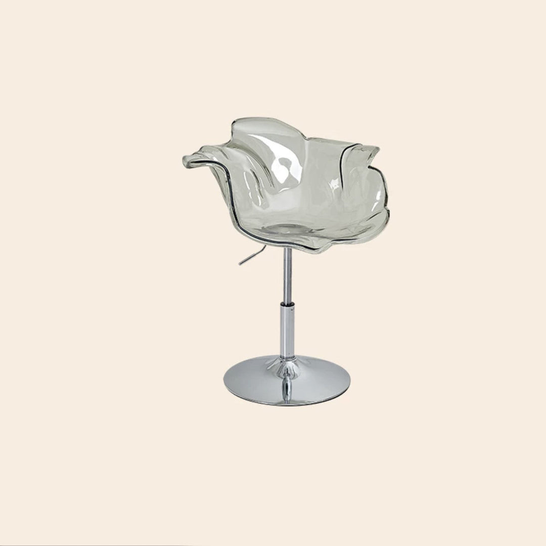 Chaise de salle à manger contemporaine créative en forme de pétale en PC, relevable, avec dossier et accoudoirs, pour salle à manger 