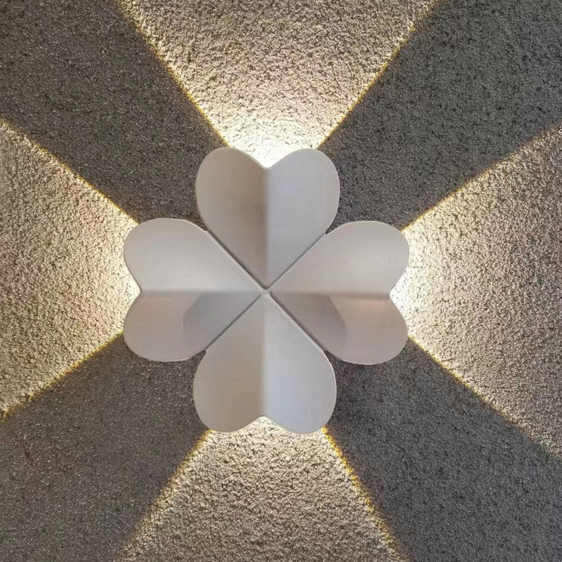 Applique murale LED elliptique en aluminium étanche nordique contemporain en forme de trèfle à quatre feuilles pour terrasse extérieure 