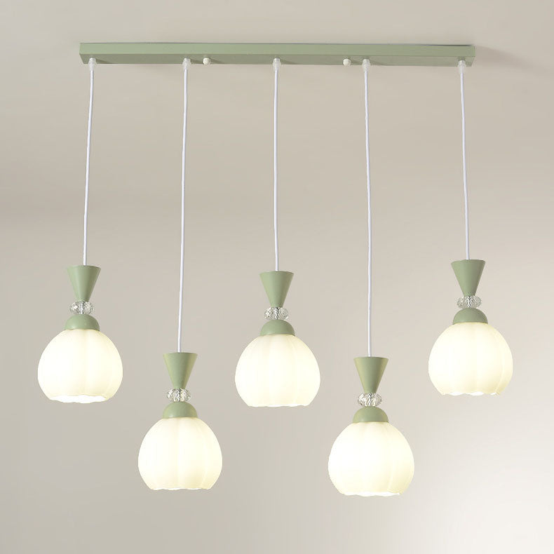 Lustre contemporain à fleurs en verre crème créative avec boutons de fleurs en fer à 3/5 lumières pour chambre 