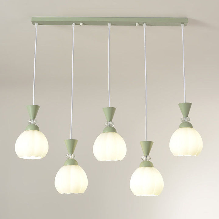 Lustre contemporain à fleurs en verre crème créative avec boutons de fleurs en fer à 3/5 lumières pour chambre 