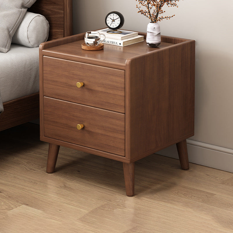 Table de nuit rectangulaire en bois de densité traditionnelle chinoise à 2 tiroirs pour chambre 