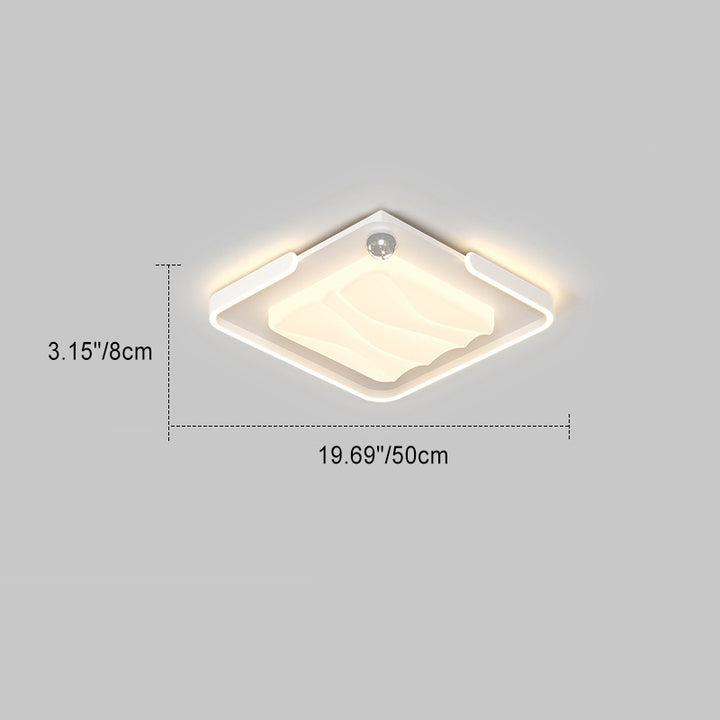 Plafonnier à LED contemporain nordique en fer acrylique rond carré rectangulaire ondulé pour chambre 