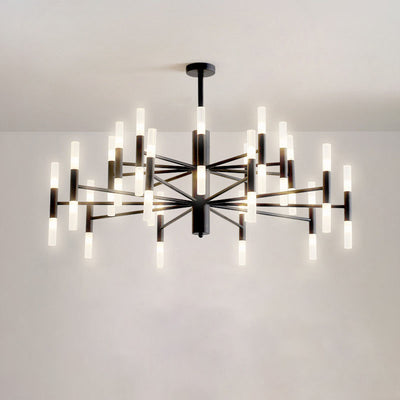 Contemporary Nordic Wrought Iron Tubing 16/20/40/60 Chandelier For Bedroom