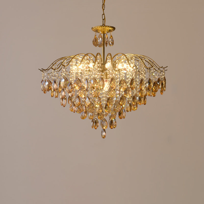 Contemporary Scandinavian Branch Crystal Iron 6/10/11/14 Light Chandelier For Bedroom