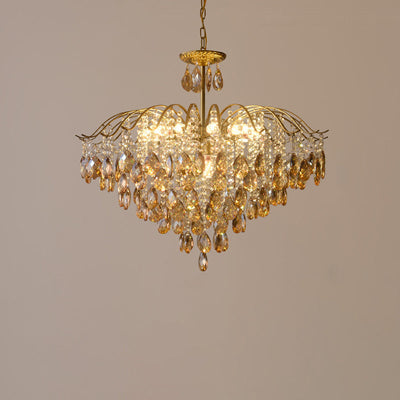 Contemporary Scandinavian Branch Crystal Iron 6/10/11/14 Light Chandelier For Bedroom
