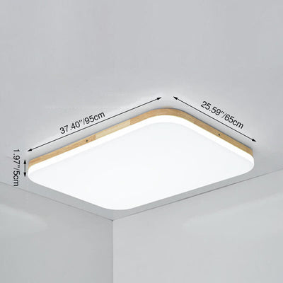 Plafonnier encastré rectangulaire en bois massif à LED en PVC de simplicité nordique 