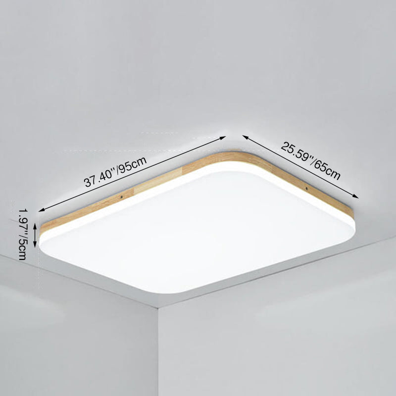 Plafonnier encastré rectangulaire en bois massif à LED en PVC de simplicité nordique 