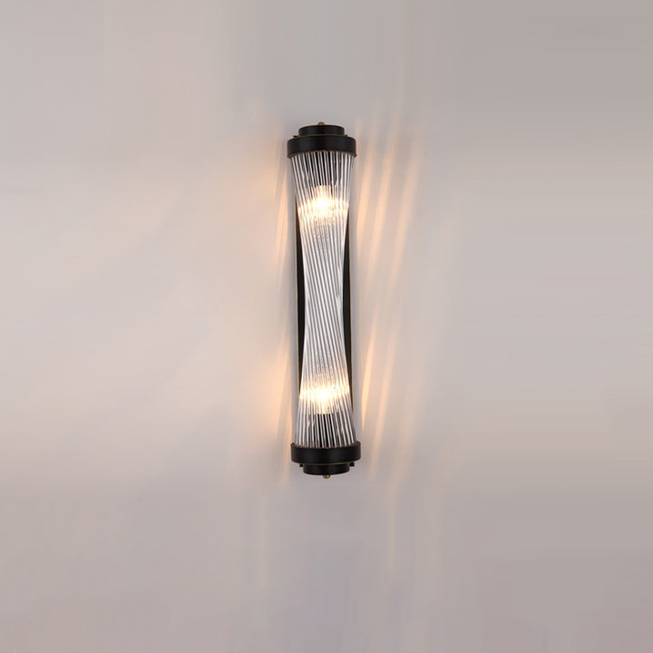 Contemporary Nordic Metal Stainless Steel Crystal Column Tower 2-Light Wall Sconce Lamp For Hallway