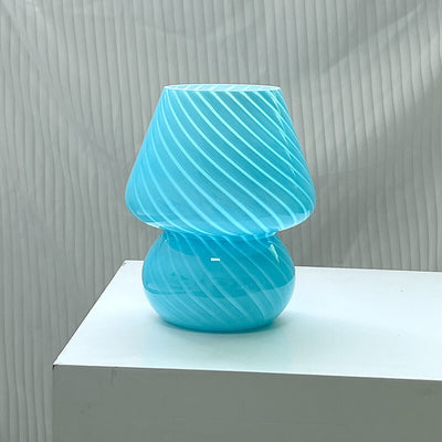Modern Minimalist Striped Mushroom Glass 1-Light Table Lamp