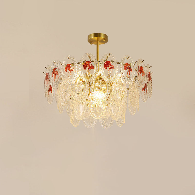 Lustre à 6 lumières en verre avec matériel ovale rond moderne de luxe pour salon 