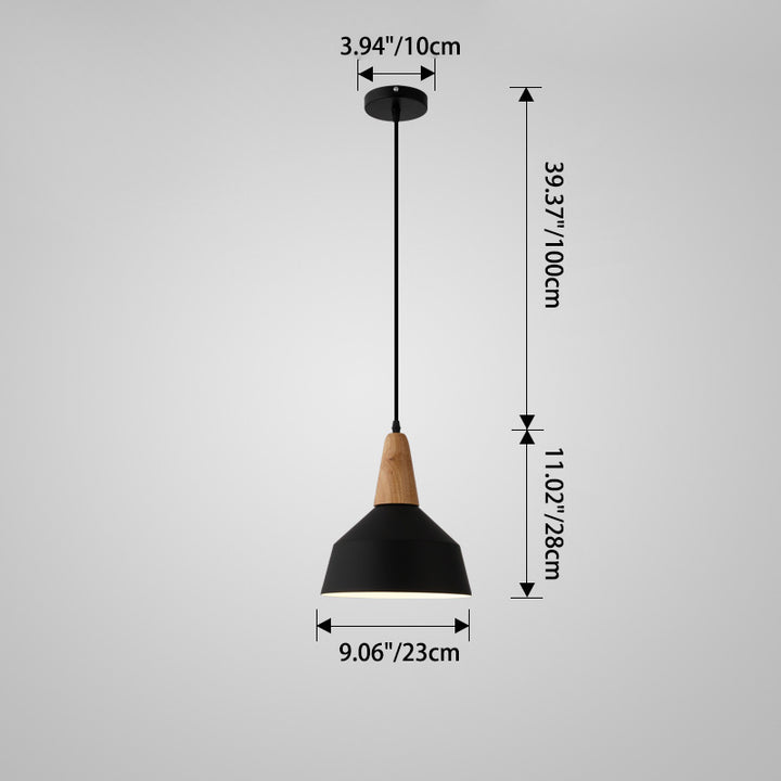 Lámpara colgante de 1 luz de aluminio y madera maciza en color macaron, estilo moderno minimalista 
