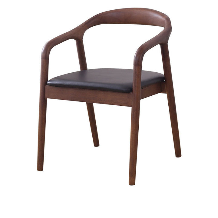 Moderner minimalistischer Esszimmerstuhl mit gebogenem Rahmen aus Kautschukholz, Baumwoll-Leinen-Bezug, Rückenlehne und Armlehnen für das Esszimmer 
