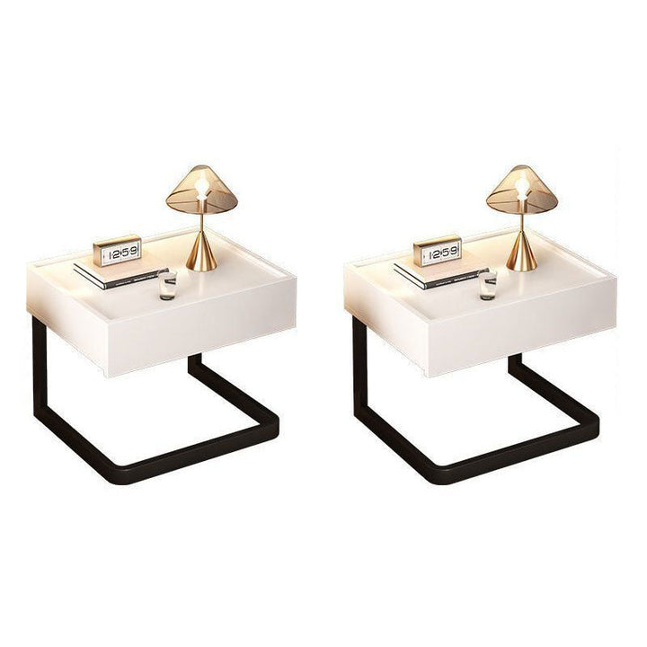 Modern Minimalist Rectangular MDF Steel Nightstand 1-Drawer For Bedside